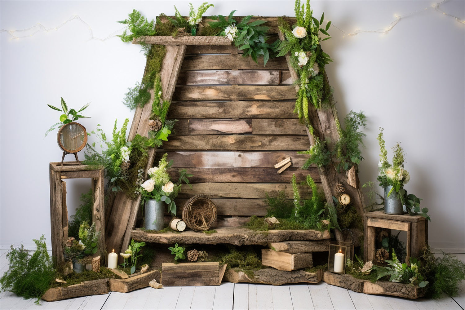 Wood Floor Backdrop Floral Wall Backdrop UK GQ4-120