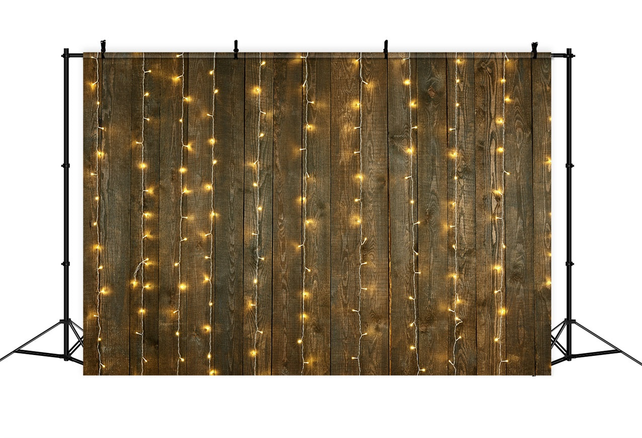 Dark Wood Backdrop Warm String Lights Backdrop UK GQ4-128