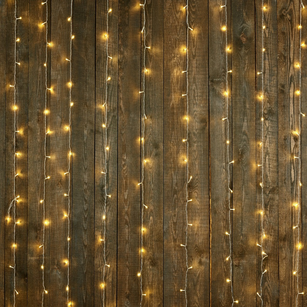 Dark Wood Backdrop Warm String Lights Backdrop UK GQ4-128