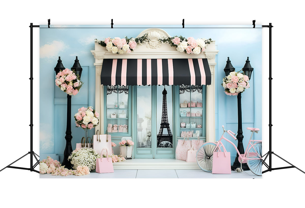 Paris Photo Backdrops Fashion Storefront Bicycle Backdrop UK GQ4-163