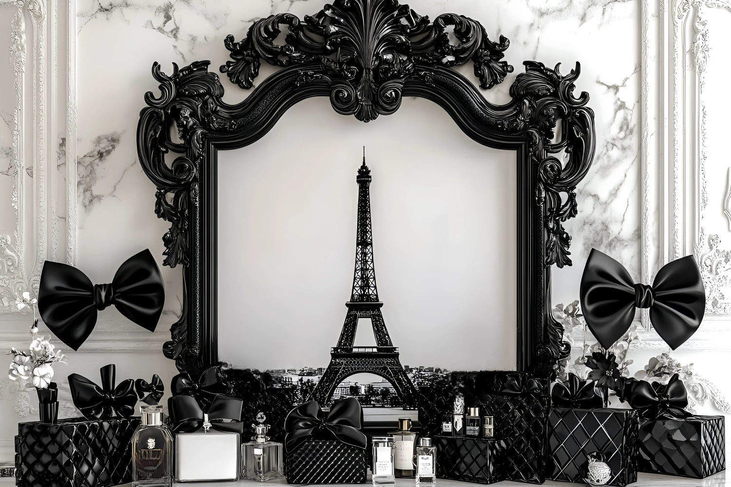 Paris Backdrop Photography Black Frame Luxury Perfume Backdrop UK GQ4-166
