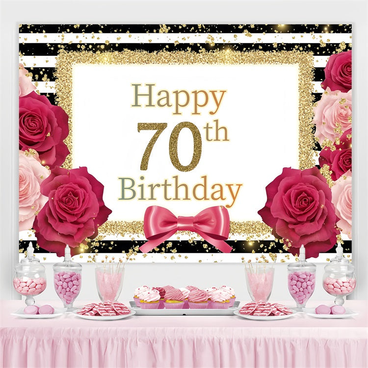 Birthday Backdrops Floral Sparkle Striped Frame Personalized Backdrop UK GQ4-2