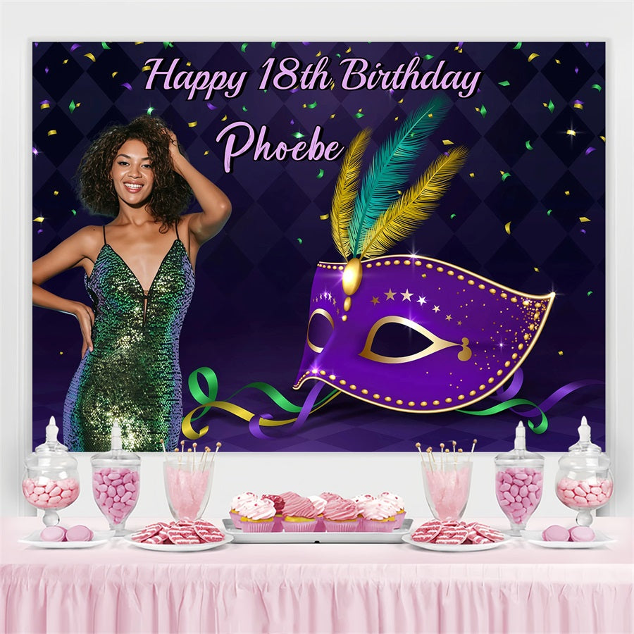 Customized Birthday Backdrop Confetti Masquerade Party Backdrop UK GQ4-222