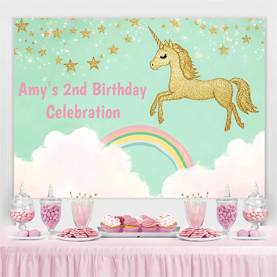 Personalized Birthday Photo Backdrop Magical Sky Unicorn Backdrop UK GQ4-226