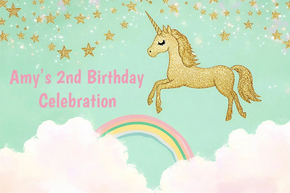 Personalized Birthday Photo Backdrop Magical Sky Unicorn Backdrop UK GQ4-226