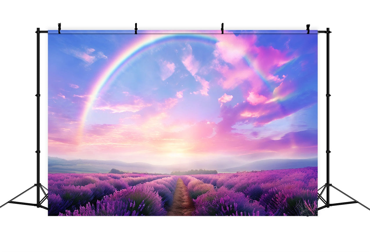 Purple Flower Backdrop Rainbow Lavender Field Backdrop UK GQ4-23