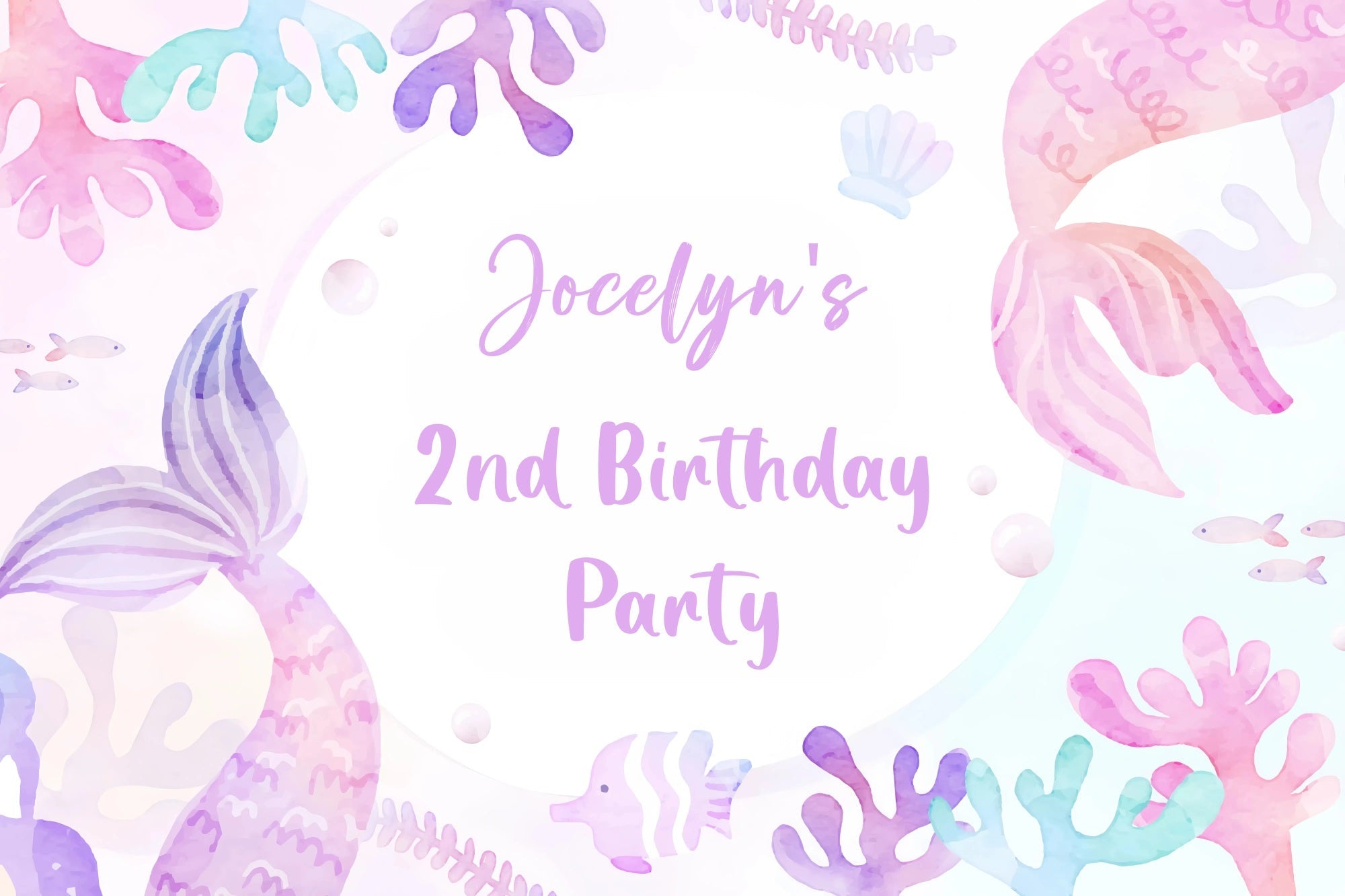 Custom Birthday Backdrop Mermaid Tails Coral Backdrop UK GQ4-234