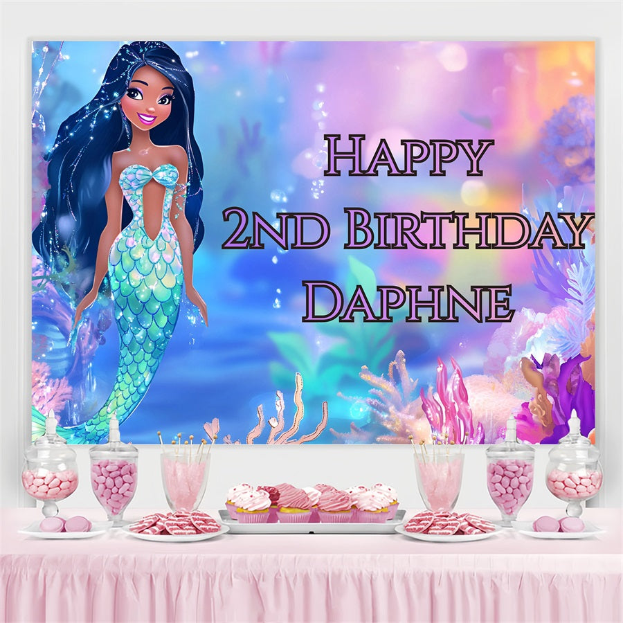 Birthday Backdrop Personalized Dreamy Mermaid Adventure Backdrop UK GQ4-237