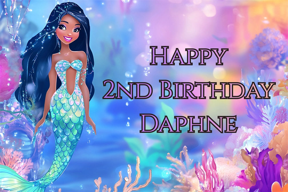 Birthday Backdrop Personalized Dreamy Mermaid Adventure Backdrop UK GQ4-237
