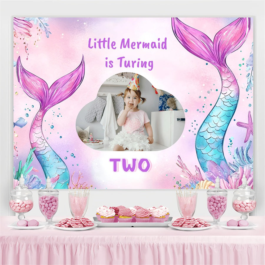 Custom Backdrop Birthday Pastel Mermaid Tails Backdrop UK GQ4-238