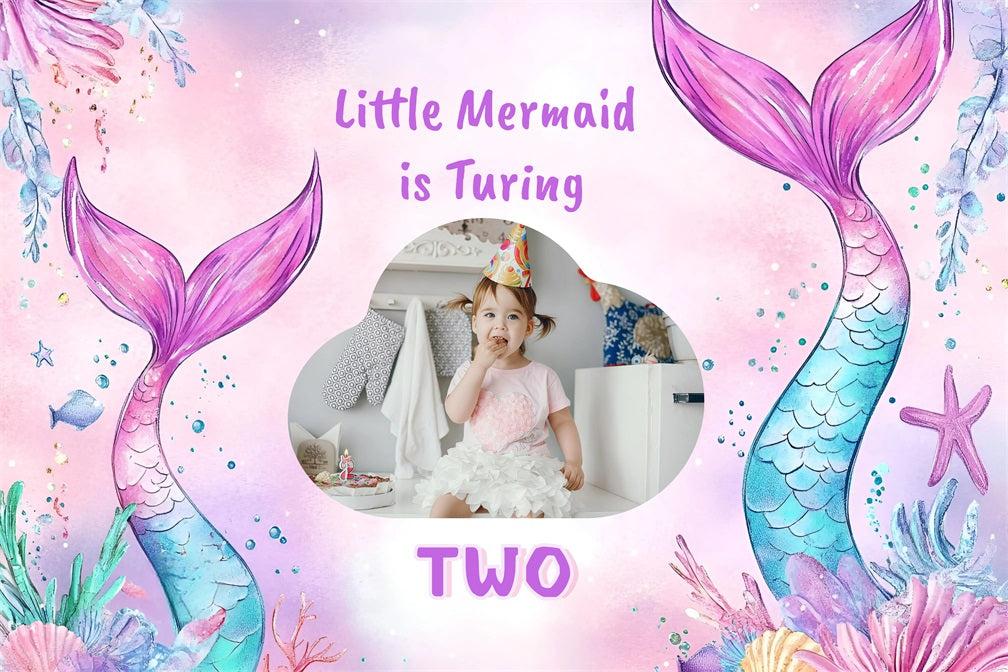 Custom Backdrop Birthday Pastel Mermaid Tails Backdrop UK GQ4-238