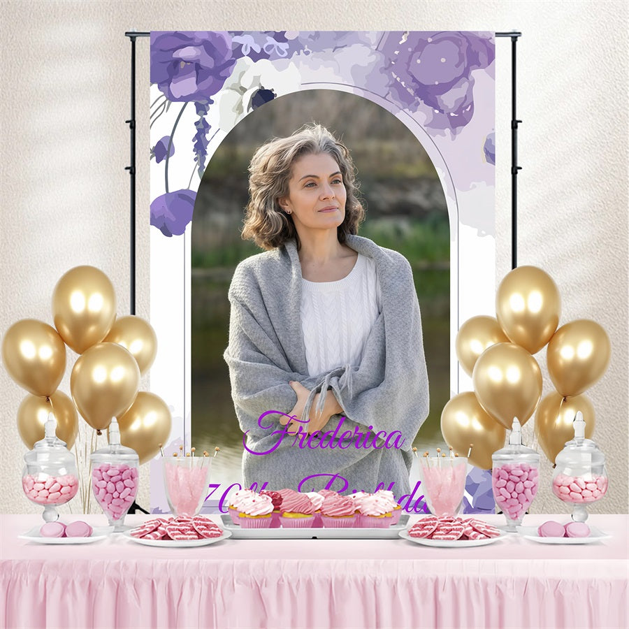 Custom Happy Birthday Backdrop Flowers 70th Party Backdrop UK GQ4-240