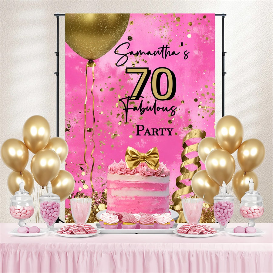 Personalized 70th Birthday Backdrop Cake Balloon Confetti Backdrop UK GQ4-241