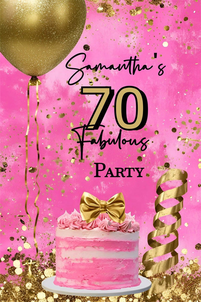 Personalized 70th Birthday Backdrop Cake Balloon Confetti Backdrop UK GQ4-241