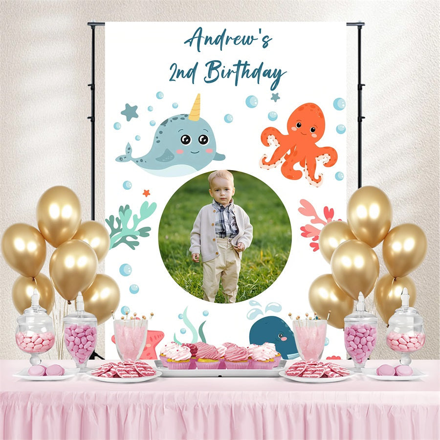 Customize Birthday Backdrop Ocean Cartoon Backdrop UK GQ4-245
