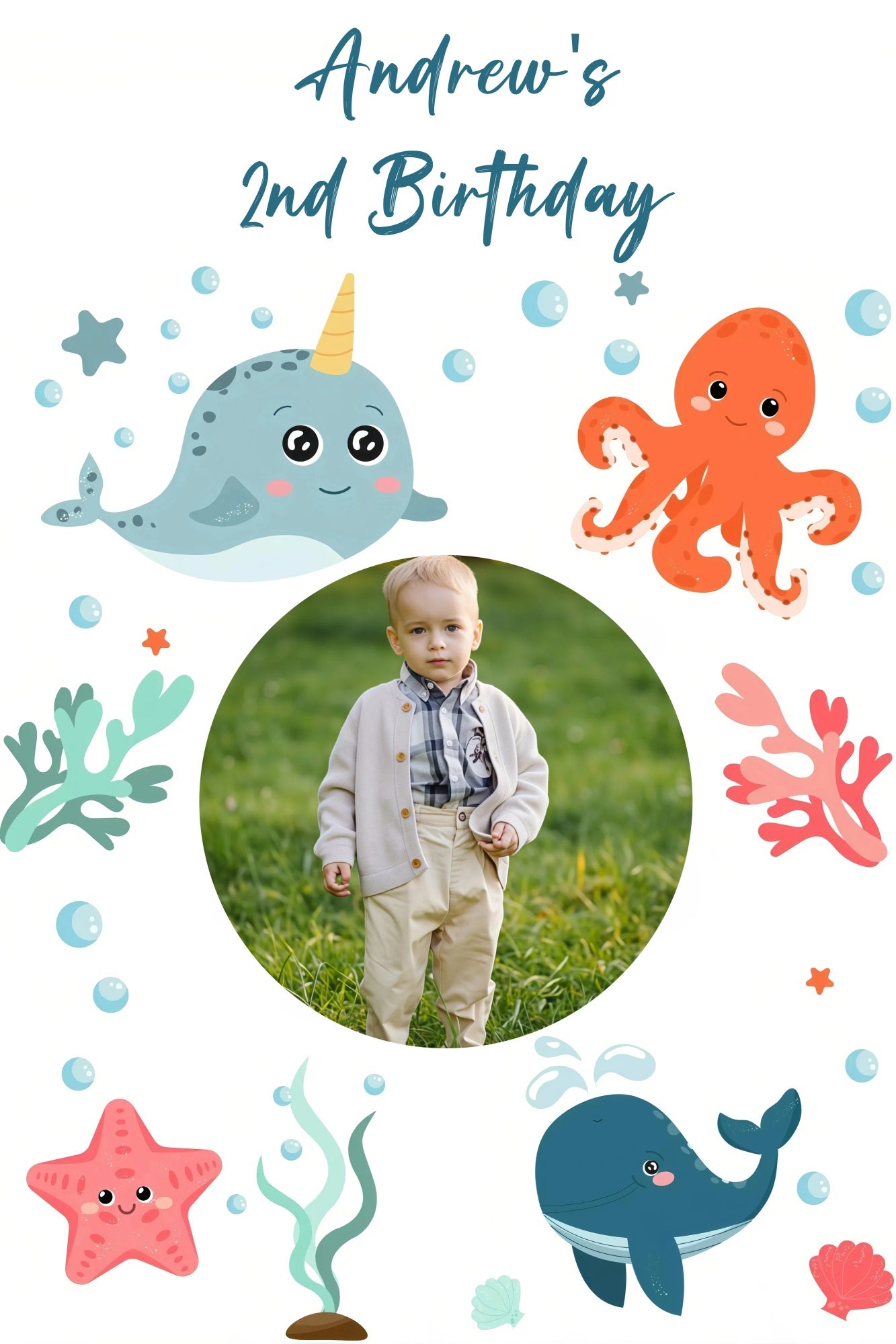 Customize Birthday Backdrop Ocean Cartoon Backdrop UK GQ4-245