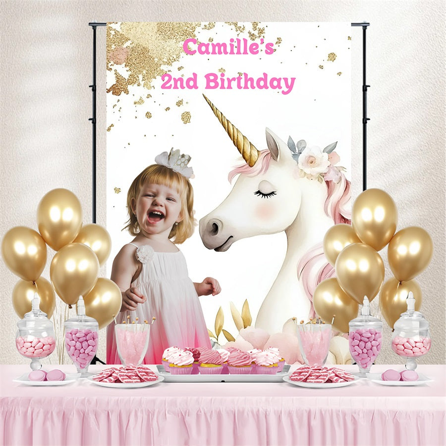Birthday Backdrop Custom Pink Unicorn Fantasy Backdrop UK GQ4-246