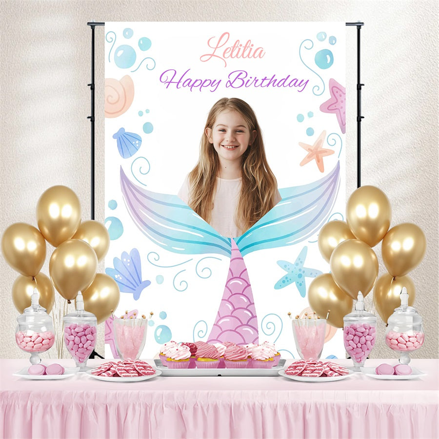 Personalized Backdrops Birthday Mermaid Tail Party Backdrop UK GQ4-247