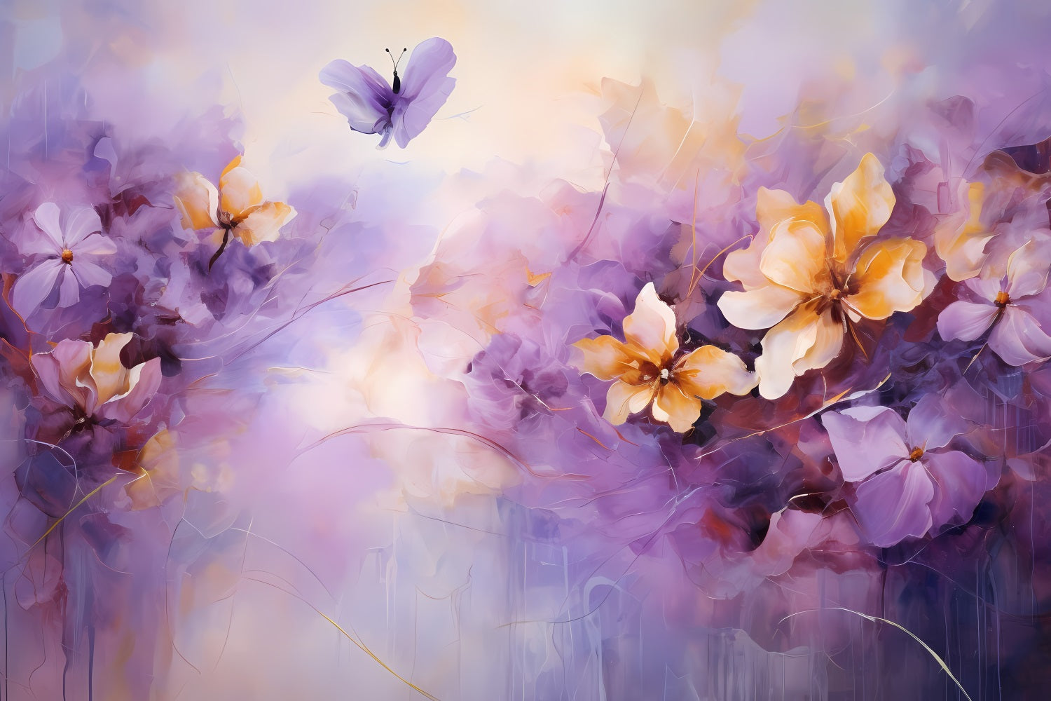 Purple Photo Backdrop Blooming Flowers Butterfly Backdrop UK GQ4-25