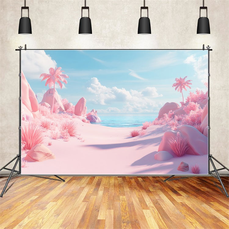Summer Photo Backdrop Pink Paradise Cloud Beach Backdrop UK GQ4-250