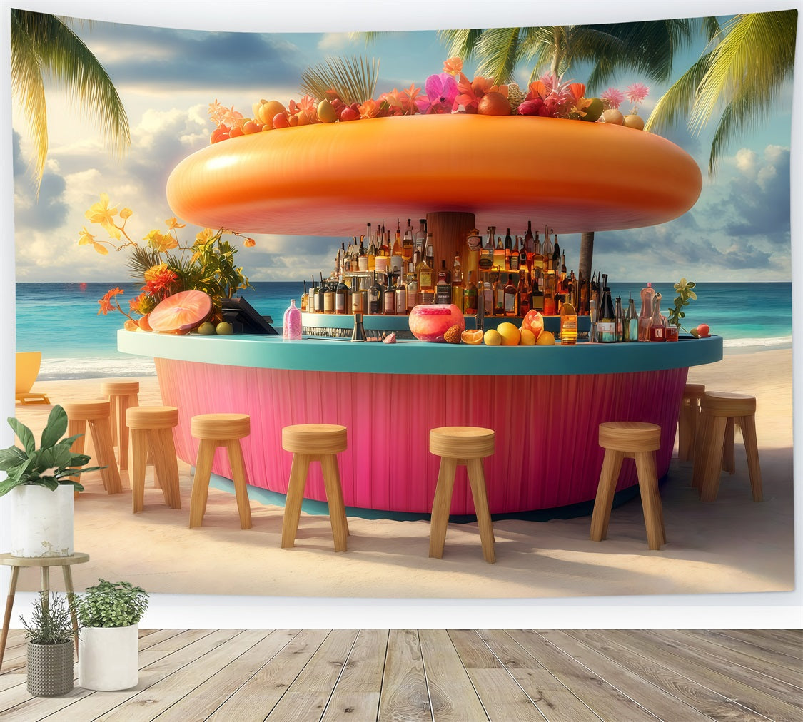 Tropical Backdrops Beachside Drink Bar Summer Backdrop UK GQ4-257