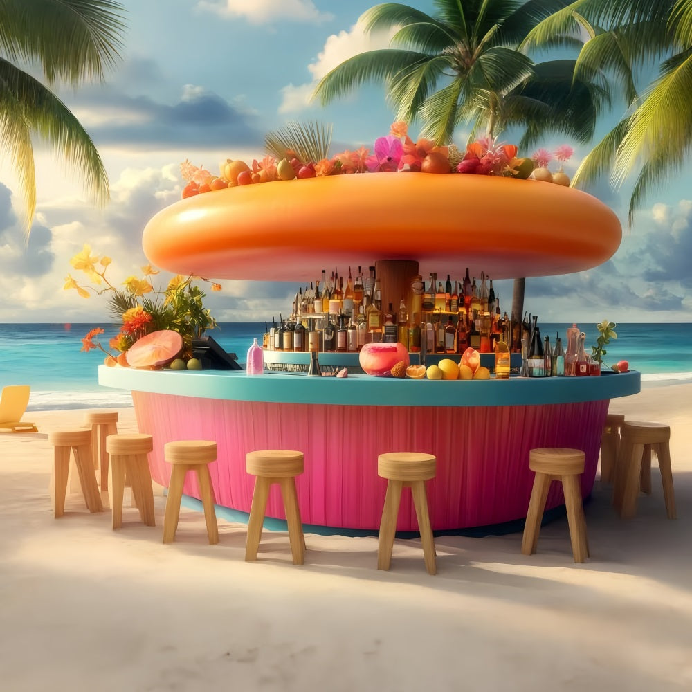 Tropical Backdrops Beachside Drink Bar Summer Backdrop UK GQ4-257