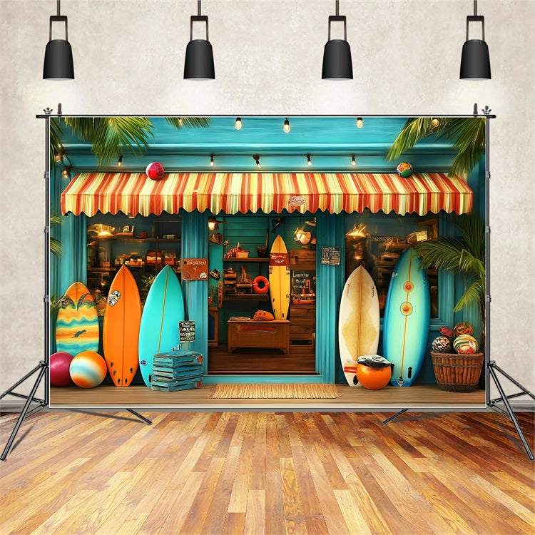 Tropical Backdrops Summer Surf Shop Entrance Backdrop UK GQ4-262