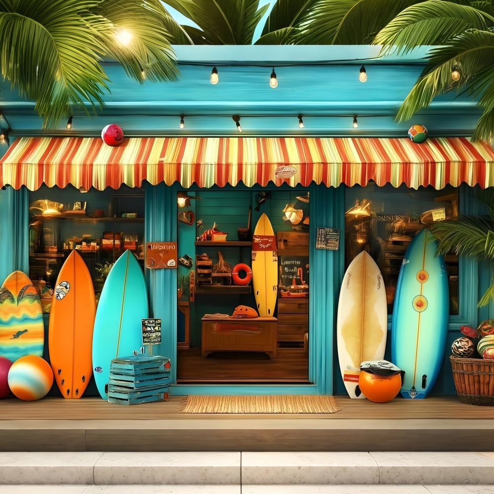 Tropical Backdrops Summer Surf Shop Entrance Backdrop UK GQ4-262