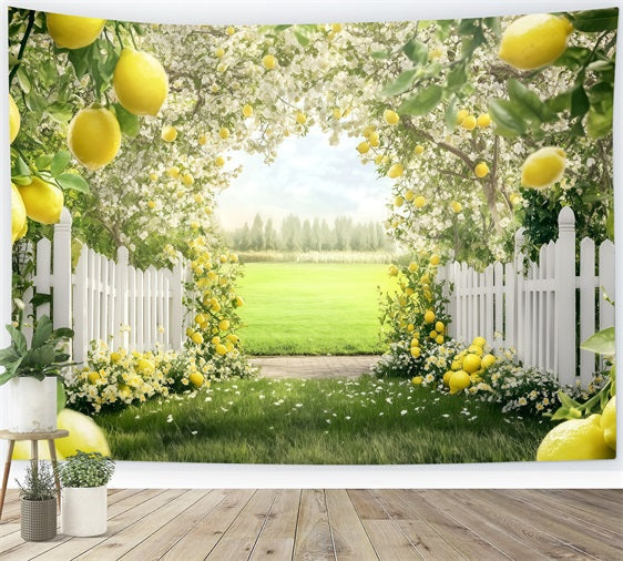 Lemon Backdrop Blooming Summer Tree Path Backdrop UK GQ4-265