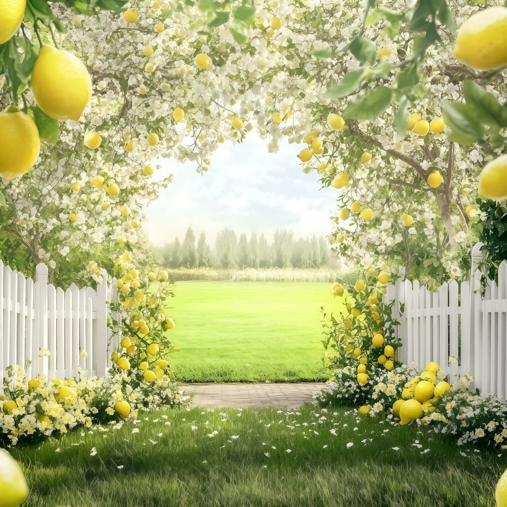 Lemon Backdrop Blooming Summer Tree Path Backdrop UK GQ4-265