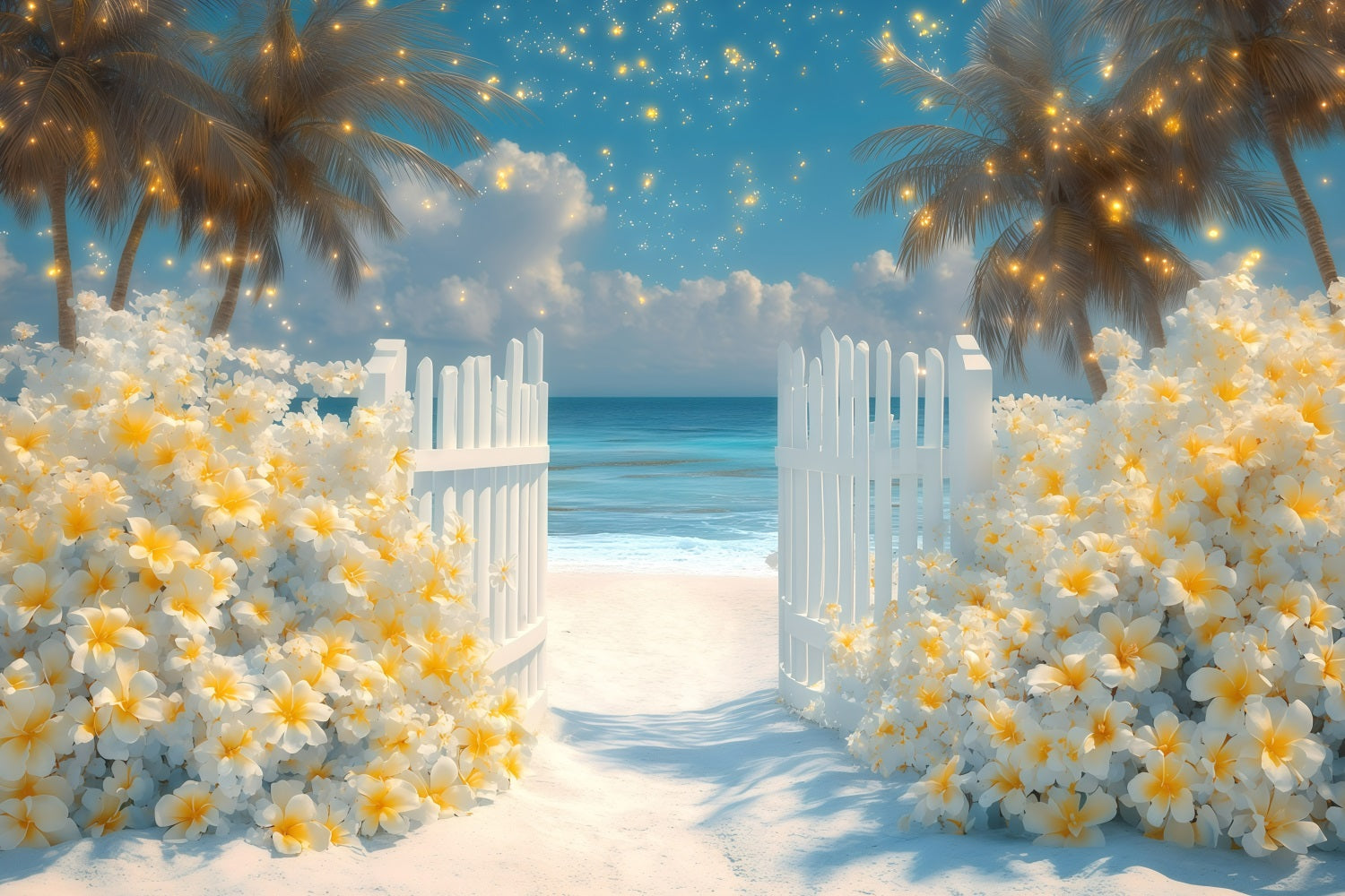 Summer Backdrops Tropical Blossoms Seaside Backdrop UK GQ4-268