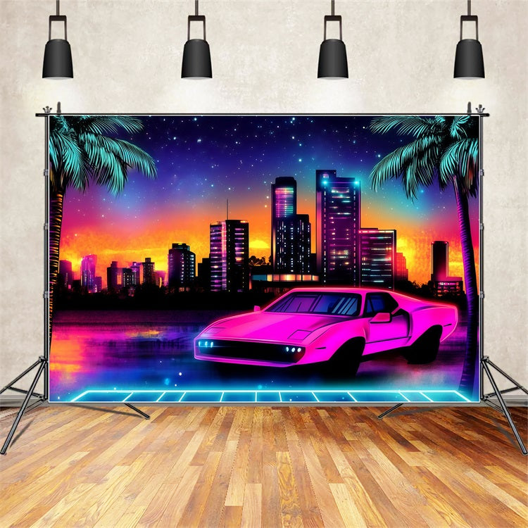 Tropical Backdrop Glow City Car Summer Backdrop UK GQ4-270