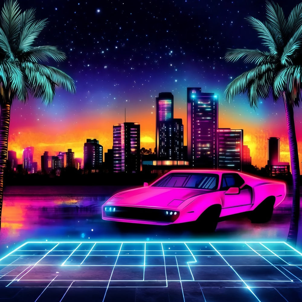 Tropical Backdrop Glow City Car Summer Backdrop UK GQ4-270