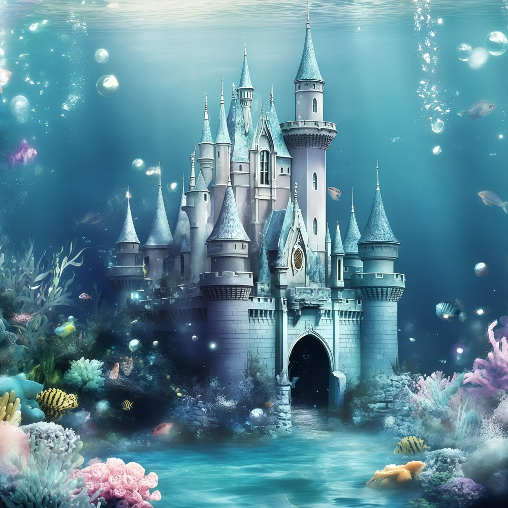Summer Backdrops Underwater Blue Castle Backdrop UK GQ4-274