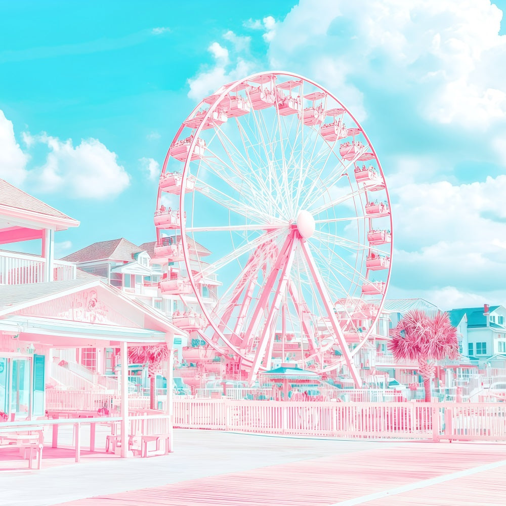 Beach Scene Backdrop Ferris Wheel Coastal Summer Backdrop UK GQ4-275