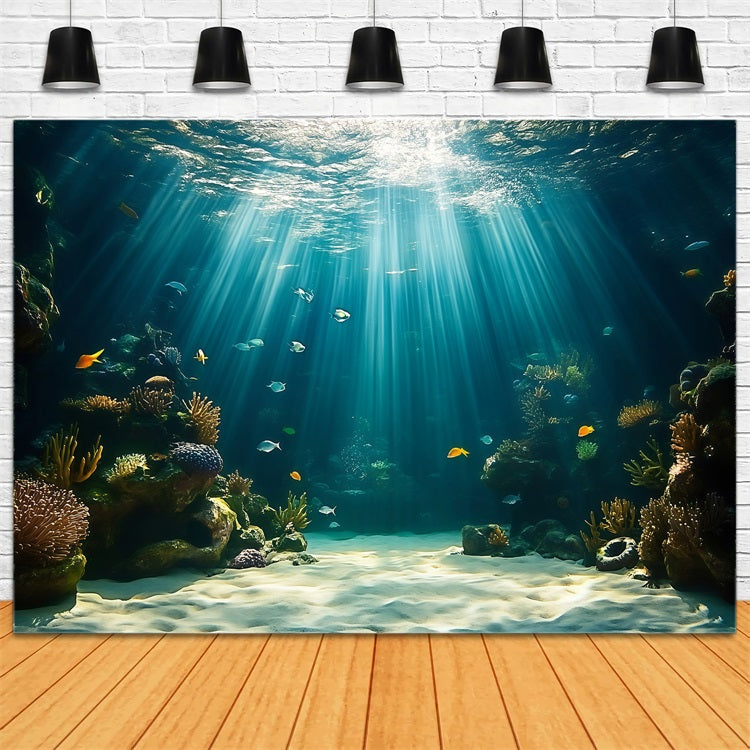Summer Photo Backdrop Reef Light Rays Scene Backdrop UK GQ4-276