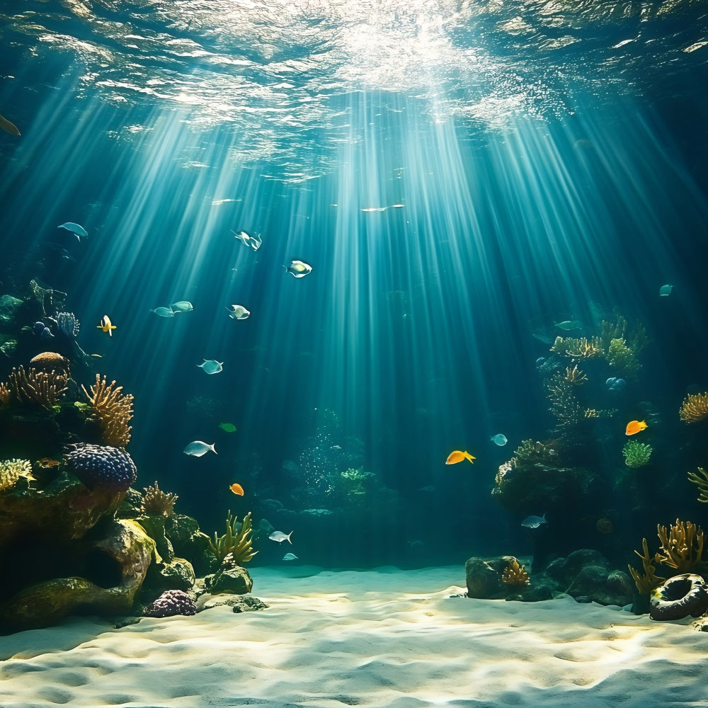 Summer Photo Backdrop Reef Light Rays Scene Backdrop UK GQ4-276
