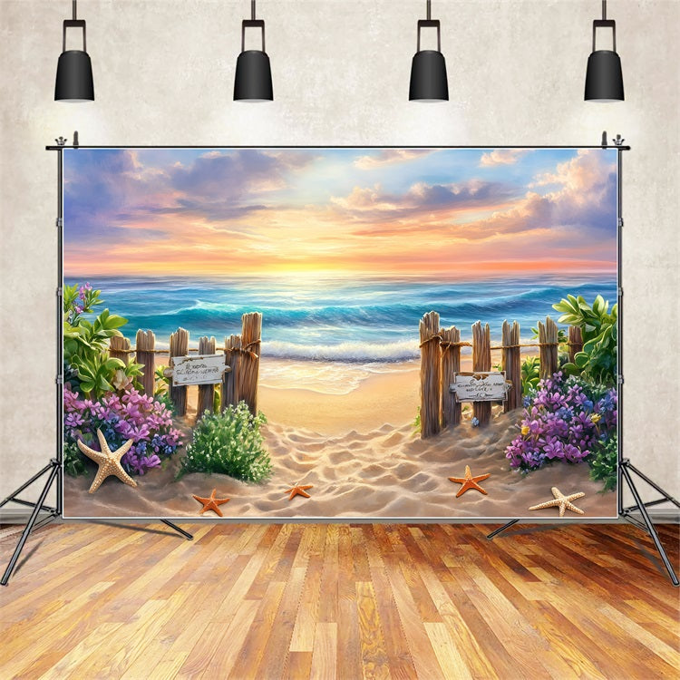Summer Backdrop Wooden Fence Beach Entry Backdrop UK GQ4-278