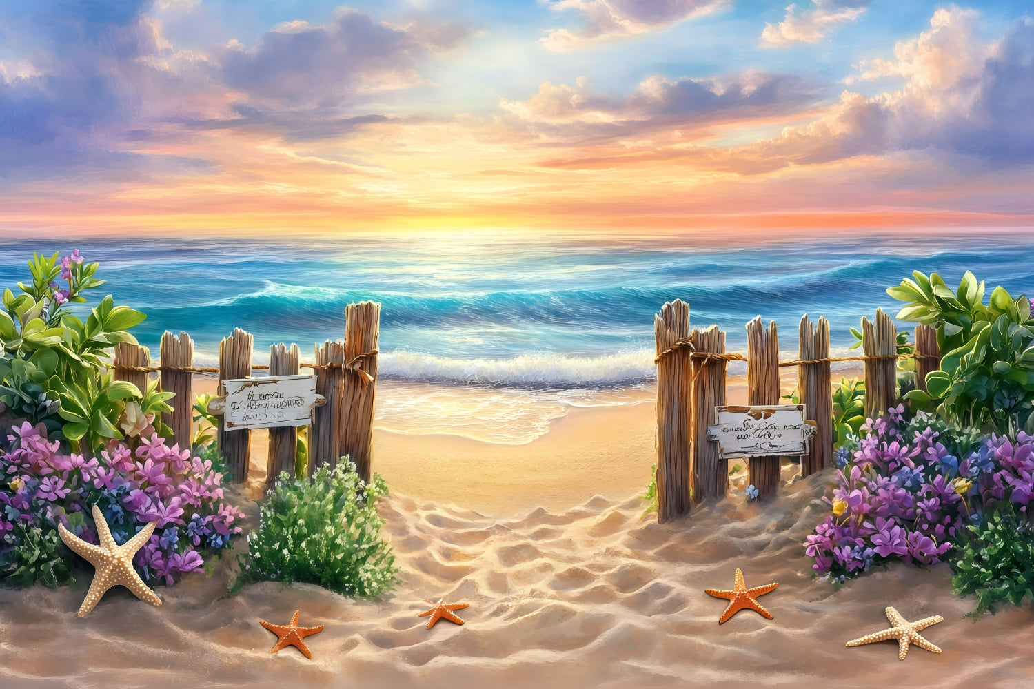 Summer Backdrop Wooden Fence Beach Entry Backdrop UK GQ4-278