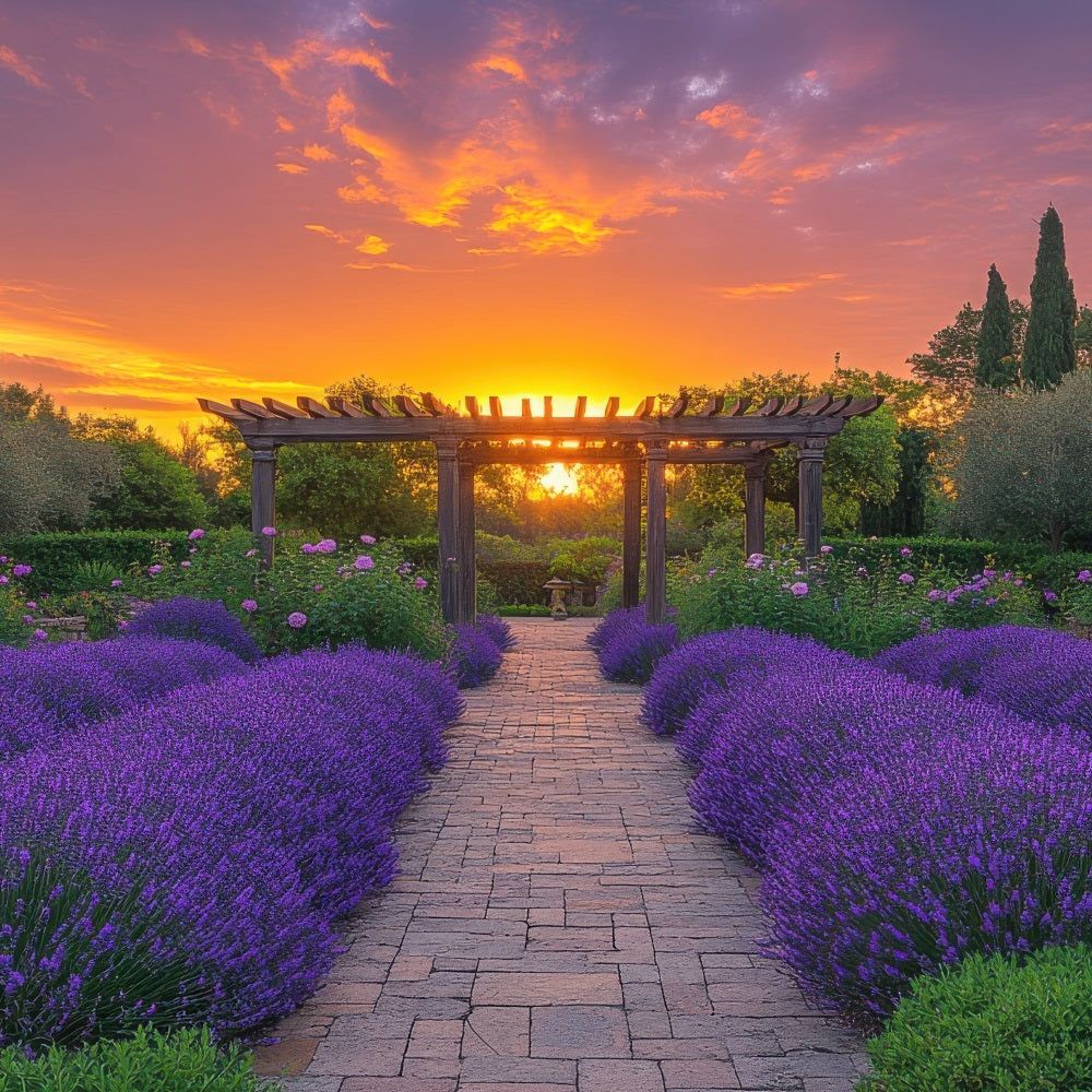Purple Floral Backdrop Lavender Archway Sunset Photography Backdrop UK GQ4-28