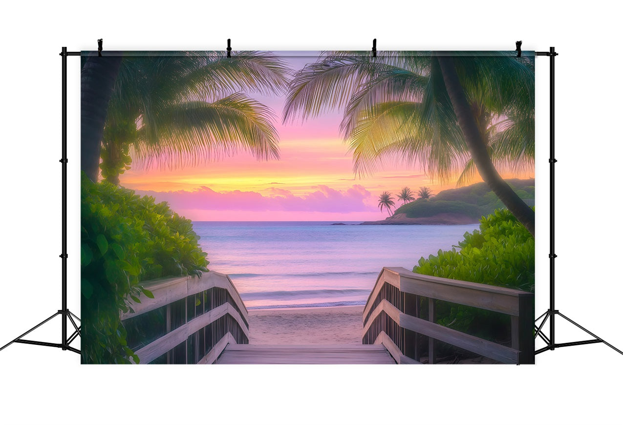 Tropical Backdrops Palm Tree Summer Seaside Backdrop UK GQ4-280