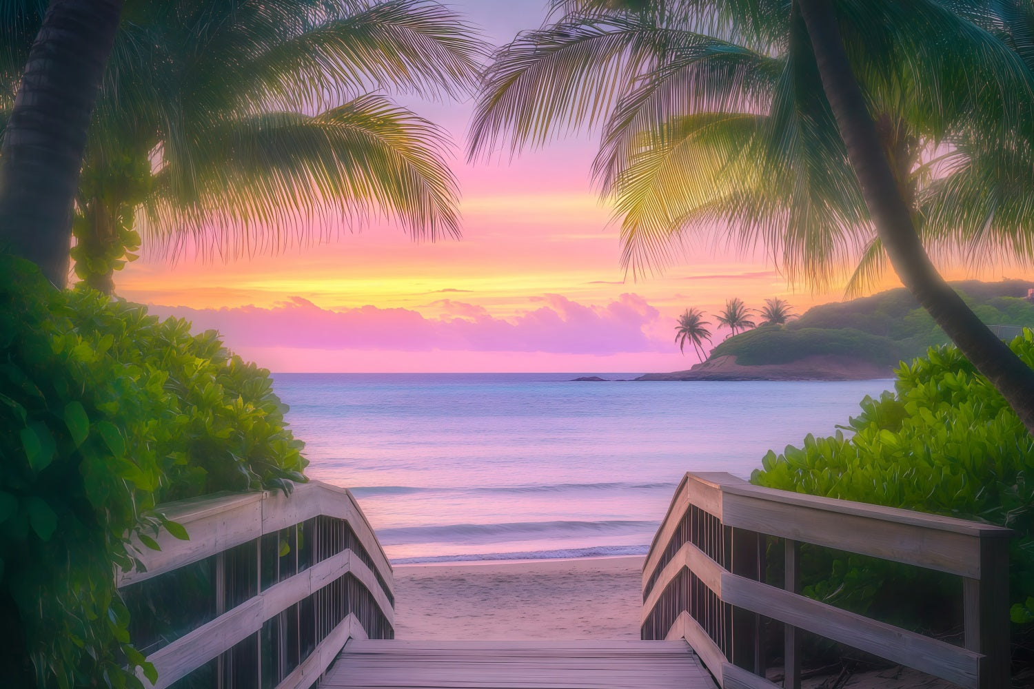 Tropical Backdrops Palm Tree Summer Seaside Backdrop UK GQ4-280