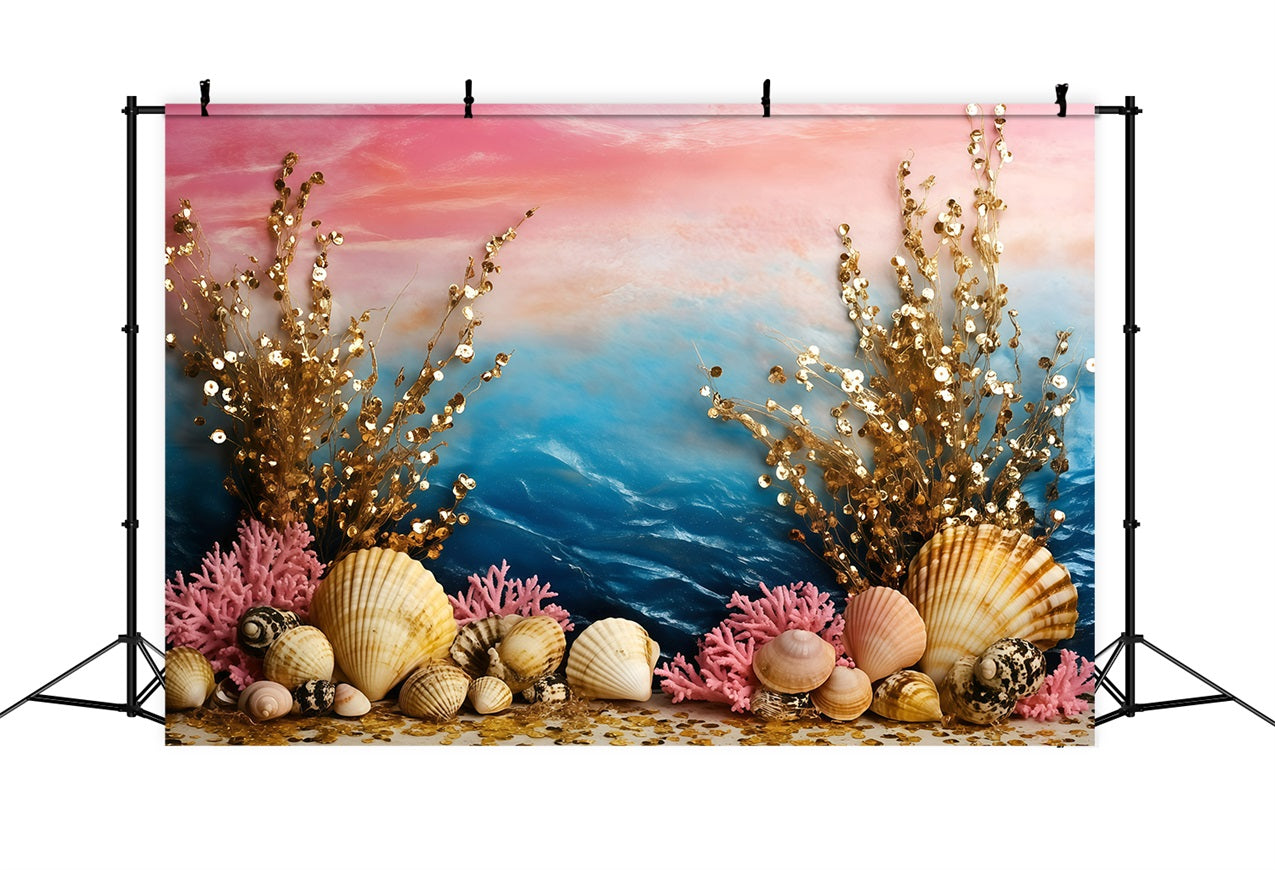 Summer Photo Backdrop Seashell Coral Ocean Backdrop UK GQ4-284
