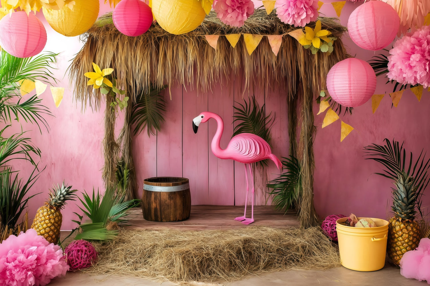 Summer Backdrops Tropical Flamingo Party Backdrop UK GQ4-285