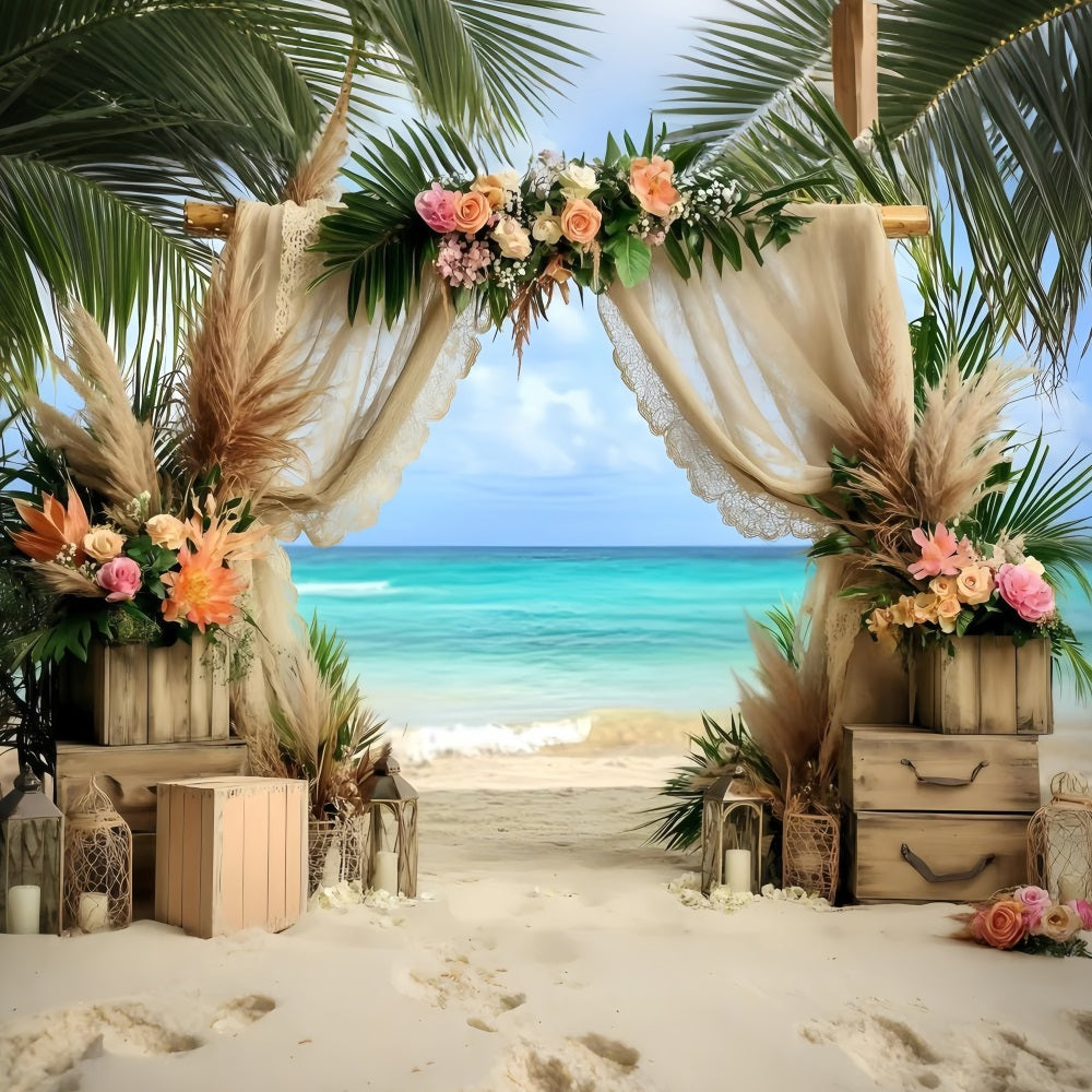 Beach Wedding Backdrop Floral Arch Bohemian Summer Backdrop UK GQ4-291
