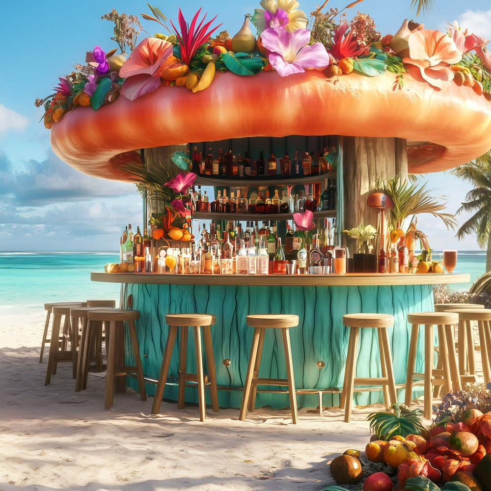 Beach Scene Backdrop Summer Cocktail Bar Paradise Backdrop UK GQ4-293