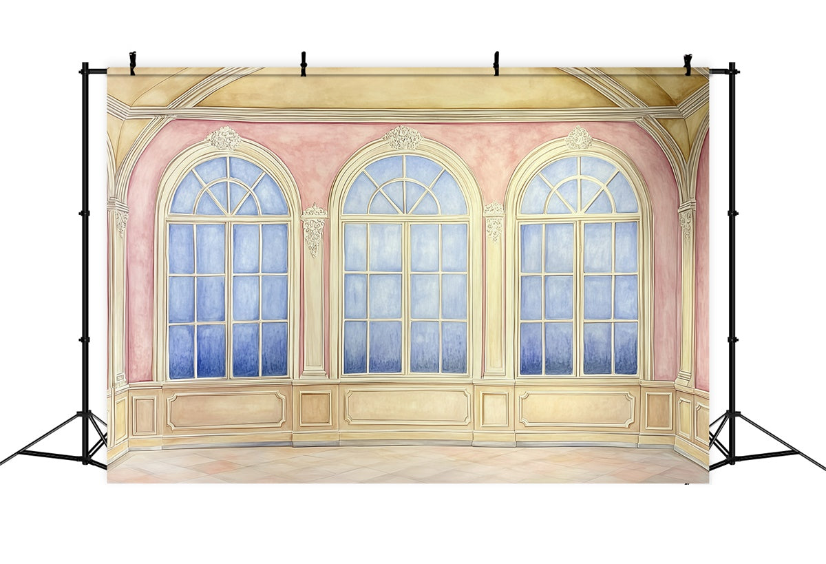 Vintage Photography Backdrops Soft Painted Royal Windows Backdrop UK GQ4-307