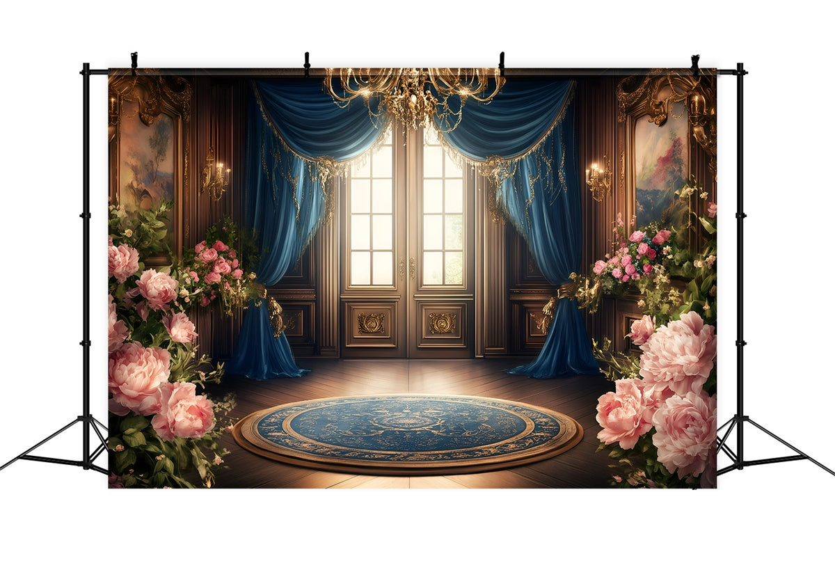 Victorian Photography Backdrop Golden Frame Rose Hall Vintage Backdrop UK GQ4-318