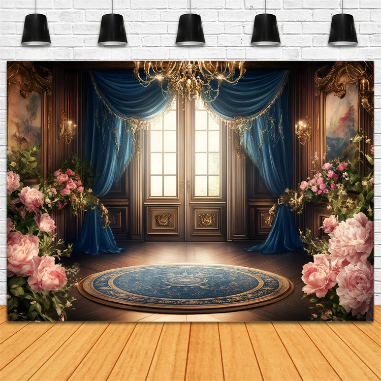 Victorian Photography Backdrop Golden Frame Rose Hall Vintage Backdrop UK GQ4-318