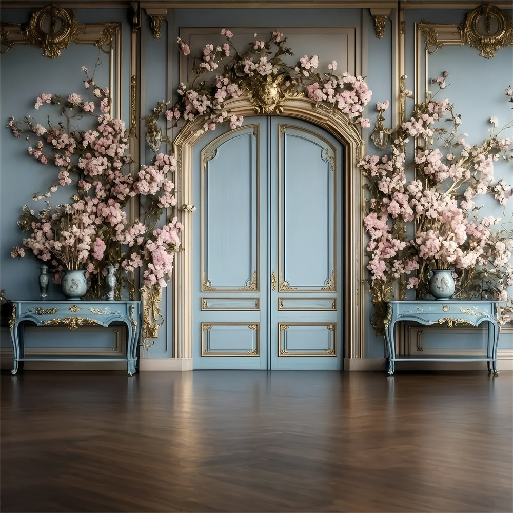 Vintage Wall Backdrop Blue Vintage Floral Door Backdrop UK GQ4-319